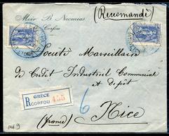 GRECE - N° 185 (2) / LR DE CORFOU LE 4/1/1914 POUR NICE - TB - Cartas & Documentos