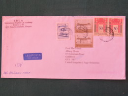 Hungary 2004 Cover To England - Castles - Planes - Baptist Logo - Lettres & Documents