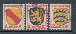 Französische Zone Mi. 4 + 6 + 8 Gest. Wappen Pfalz Löwe Württemberg Baden - Amtliche Ausgaben