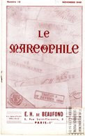 Le Marcophile - De BEAUFOND - Novembre 1949 - Numéro 18 - Marques De - Gironde - Hérault - Philately And Postal History