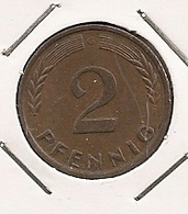 GERMANY ALLEMAGNE ALEMANHA 2 PFENNIG  1962 G 249 - Sonstige & Ohne Zuordnung