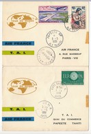 Carte Double "Tour Du Monde AIR FRANCE T.A.I" 1 Et 3 Mai 1961 - Paris Et PAPEETE RP Ile Tahiti - Lettres & Documents