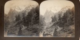 Photo Stéréo Enfants Suisse Dans La Montagne,américan Stéréoscopie Company.Suisse. - Photos Stéréoscopiques