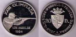 ANDORRA 1984 - MONEDA DE PLATA PROOF DE 20 DINERS - OLIMPIADA DE LOS ANGELES '84 - KM# 25 - Andorre