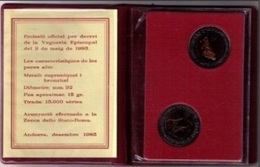 ANDORRA 1985 - CARTERA DE 2 MONEDAS BICOLOR DE 2 DINERS  CADA UNA - KM #  27 - 28 - Andorre