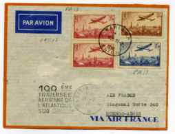 PA YT N°9,11,13 Sur Lettre De PARIS Pour BUENOS AIRES / 100ème Traversée Aérienne De L'Atlantique Sud / 1936 - 1927-1959 Lettres & Documents