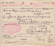 3/07/1929:Timbre De Dimension Rouge De 50 C. Avec Cachet En Relief Sur Acte De Protêt De/Rode Formaat Zegel Van 50 C. .. - Documents