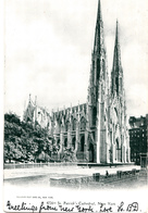 New York St. Patrick's Cathedral - B&W - Simple Back - Written 1905 - Stamp Postmark - Slightly Folded Corner - 2 Scans - Churches