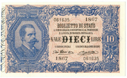 10 LIRE BIGLIETTO DI STATO EFFIGE UMBERTO I 10/04/1915 SUP+ - Sonstige