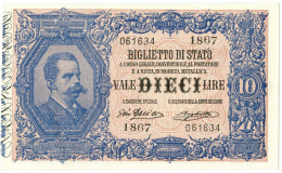 10 LIRE BIGLIETTO DI STATO EFFIGE UMBERTO I 10/04/1915 SUP+ - Sonstige