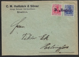 1921 - DR - Stettin Auslands Bedarfsbrief Schiffspost - Dampfschiff REGINA Nach Helsingfor, Finland - Storia Postale
