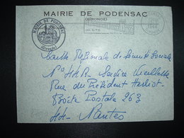 LETTRE MAIRIE OBL.MEC.12-5 1966 PODENSAC GIRONDE (33) SON SITE Ses Vins De Graves - Sonstige & Ohne Zuordnung