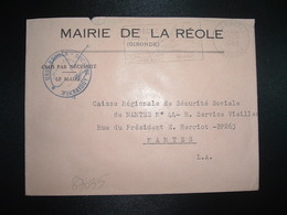 LETTRE MAIRIE OBL.MEC.22-8 1968 33 LA REOLE GIRONDE Camping Piscine Abbaye Bénédictine - Sonstige & Ohne Zuordnung