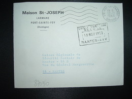 LETTRE MAISON ST JOSEPH LARMANE PORT SAINTE FOY (24) OBL.MEC.12-11 1965 STE FOY LA GRANDE GIRONDE (33) - Sonstige & Ohne Zuordnung