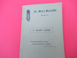 Fascicule/Guide/Angleterre/ St Mary Redcliffe/ BRISTOL/ A Short Guide/ /Vicarage/ 1950                            PGC322 - Dépliants Turistici