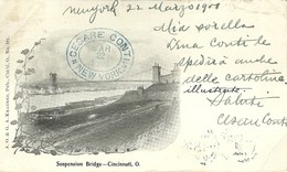 4646 " SUSPENSION BRIDGE-CINCINNATI-O." TWO CENTS G.WASHINGTON-1894/95 TYPE III -CART. ORIG. SPED.1901-TASSATA - St Louis – Missouri