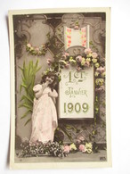 1909     FILLETTE   ET  FLEURS       TTB - Neujahr
