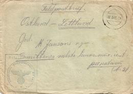 Deutschland Germany 1943 Feldpost 02161 SS Latvia Lettland Cover With Letter Brief: Rare - Militaria