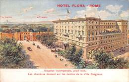 M08335 " HOTEL FLORA-ROME "ANIMATA-CARTOLINA  ORIG. NON SPED. - Cafés, Hôtels & Restaurants