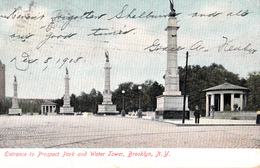 New York Brooklyn - Entrance To Prospect Park And Water Tower - Simple Back - Written 1905 - Stamp Postmark - 2 Scans - Brooklyn