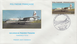 Enveloppe  FDC  1er  Jour    POLYNESIE    Avion  FAIRCHILD  F 27 A   PAPEETE   1979 - Vliegtuigen