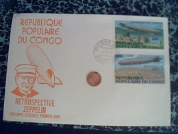 Enveloppe Premier Jour D.émission  République Populaire Du Congo Rétrospective Zeppelin 1977 - FDC