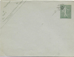 1906 - TYPE SEMEUSE - ENVELOPPE ENTIER NEUVE 123X96 AVEC VARIETE SURCHARGE PARTIELLE - STORCH B12 - DATE 507 - Storia Postale