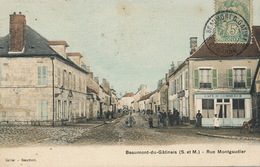 Beaumont Du Gatinais Rue Montgaudier  Colorisée Café Du Commerce Vers Bazoches Sur Le Betz Loiret - Sonstige & Ohne Zuordnung