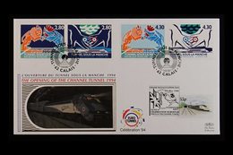 CHANNEL TUNNEL 1994 English And French Limited Edition Benhams FDC's, Both Presentation Packs, Rail Letter Stamps Presen - Sin Clasificación