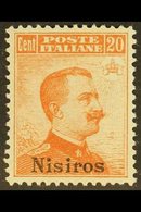 NISIROS 1917 20c Orange, No Watermark, Sassone 9, Mi 11VII, Never Hinged Mint, Good Centring. For More Images, Please Vi - Aegean