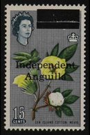 1967 15c Sea Island Cotton Plant Opt'd "Independent Anguilla" SG 9, Never Hinged Mint. For More Images, Please Visit Htt - Anguilla (1968-...)