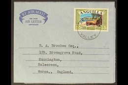 1968 AEROGRAMME (July 26th) Addressed To Halesowen, Worcs Bearing 15c Multicoloured "Boat On Beach", SG 33, Tied By "Val - Anguilla (1968-...)