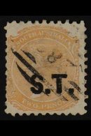 SOUTH AUSTRALIA DEPARTMENTAL 1870 2d Orange- Red P.10 Opt'd "S.T." (Superintendent Of Telegraphs) Used. For More Images, - Altri & Non Classificati