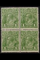 1926 1d Sage Green, Perf 14, Wmk Mult Crown A, Variety "RA Joined", SG 86d, In Mint Block Of 4 With Normals. For More Im - Other & Unclassified