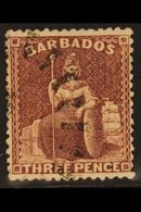 1873 3d Brown-purple Britannia, SG 63, Good Colour And Neat Boot-heel Cancel. For More Images, Please Visit Http://www.s - Barbades (...-1966)