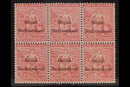 1895 1d Rose Red, Hope, SG 5, Superb Mint Block Of 6. For More Images, Please Visit Http://www.sandafayre.com/itemdetail - Andere & Zonder Classificatie