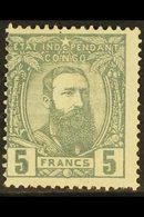 CONGO 1887-94 5f Grey, COB 12, Fine Mint, Centred To Upper Left. For More Images, Please Visit Http://www.sandafayre.com - Other & Unclassified