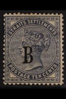 BANGKOK 1882-85 10c Slate Wmk CA With "B" Overprint, SG 21, Mint, Brownish Gum As Usual, A Couple Of Nibbled Perfs At To - Siam