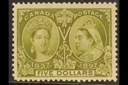 1897 $5 Olive Green "Jubilee", SG 140, Unitrade 65, Very Fine - Well Centred, NEVER HINGED MINT. A Beautiful Example Of  - Other & Unclassified