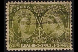 1897 $5 Olive Green Jubilee, SG 140, Fine Used With Light Roller Cancel. Cat £700 For More Images, Please Visit Http://w - Other & Unclassified