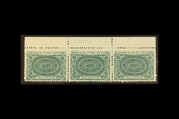 1898 SPECIAL DELIVERY 10c Blue-green, SG S1, Upper Marginal "Ottawa - No -1" Plate Strip Of Three Mint, One With A Small - Altri & Non Classificati