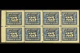 REVENUE STAMPS WAR SAVINGS 1940-41 25c Blue, White Gum, Complete Pane Of 8, Van Dam FWS5c, Never Hinged Mint, A Few Mark - Otros & Sin Clasificación