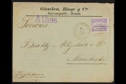 1902 S.S. "ATHOS" SHIP COVER. 1902 (Oct) Cover Addressed To Manchester, England, Bearing 20c Stamp Tied By "Barranquilla - Colombia