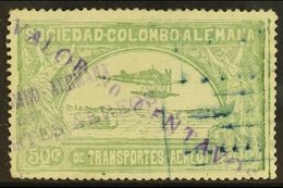 SCADTA 1921 30c On 50c Dull Green Surcharge In Violet, Scott C20 (SG 7, Michel 8 II), Fine Used, Expertized A.Brun, Fres - Colombie