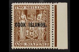 1946 2s6d Dull Brown Postal Fiscal Of New Zealand With "COOK ISLANDS" Overprint, Watermark Upright, SG 131, Very Fine Mi - Cookeilanden