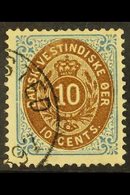 1873-1902 10c Bistre Brown And Blue, Frame Inverted, SG 23a, Fine With Part Christiansted Cds.  For More Images, Please  - Deens West-Indië