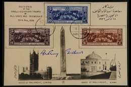 1936 (22 Dec) Souvenir Photo Card Of The Anglo-Egyptian Treaty Conference Bearing The Set Of Anglo-Egyptian Treaty Stamp - Other & Unclassified