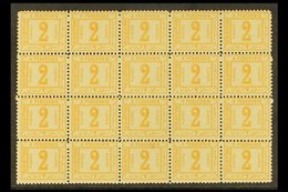 POSTAGE DUES 1888 2p Orange, Perf 11½ No Watermark, As SG D69, An Impressive NHM BLOCK OF 20 Forgeries. (20 Forgeries) F - Other & Unclassified