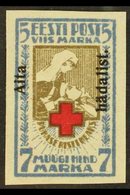 1923 5m+7m Brown & Blue Red Cross "Aita Hadalist" Overprinted Imperf, Mi 47B, 4 Wide Margins, Very Fine Mint For More Im - Estonia