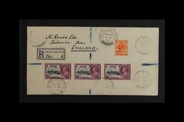 1936 SOUTH GEORGIA COVER An Attractive, Registered Cover To Devon, England Bearing Falkland Islands 1935 1s Silver Jubil - Falkland Islands